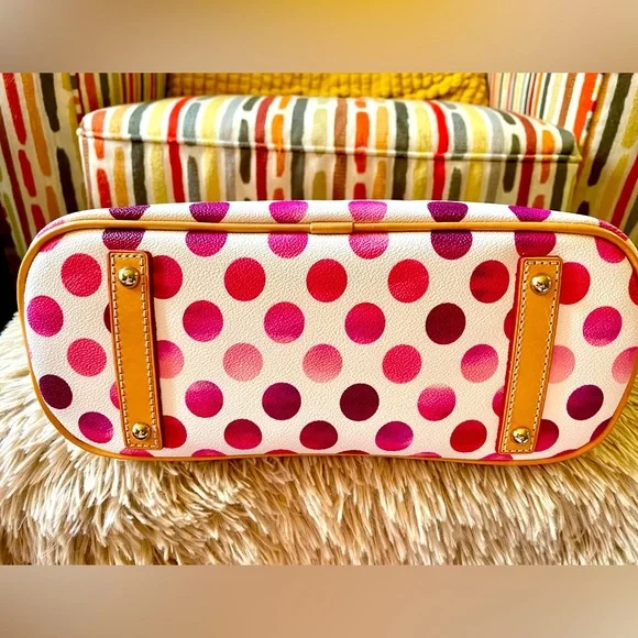 Dooney & Bourke Kendall Pink and Red Polka Dot Satchel - Picture 13 of 14